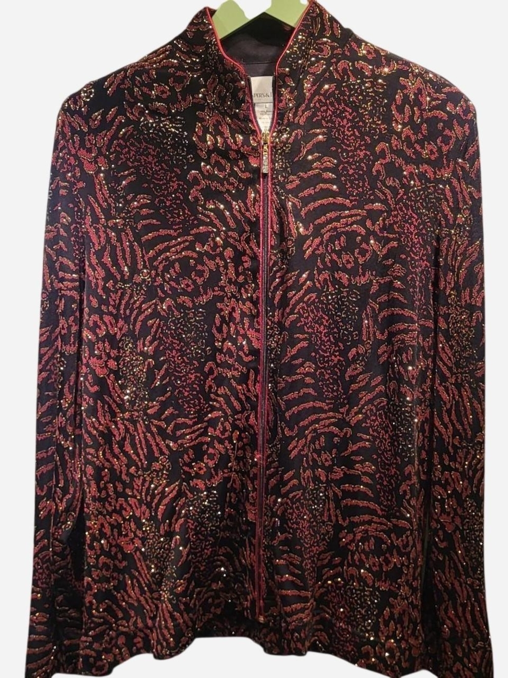Women's Metallic Burgundy & Black Zip Jacket by Drapers & Damons